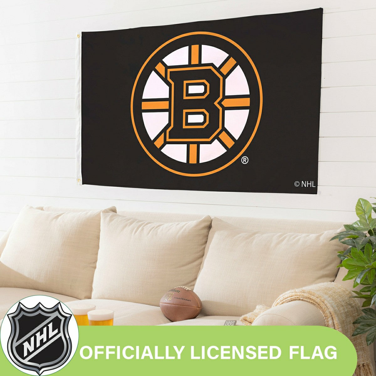 Boston Bruins Single Sided Flag with 2 Grommets, 3'x5' - NHL