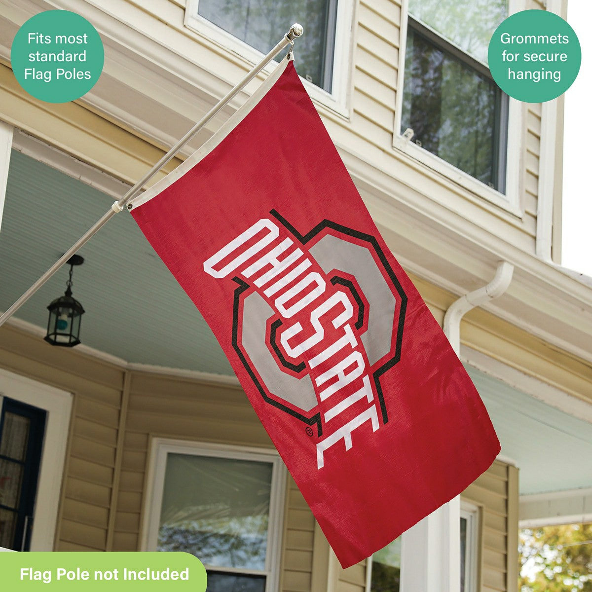 Ohio State University Single Sided Flag with 2 Grommets, 3'x5' - Home Collegiate