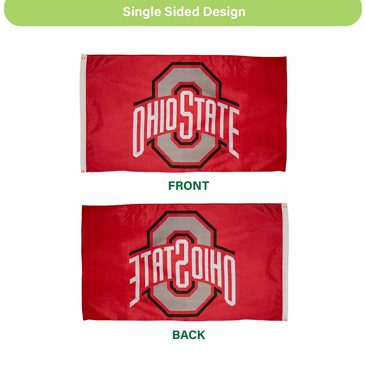 Ohio State University Single Sided Flag with 2 Grommets, 3'x5' - Home Collegiate