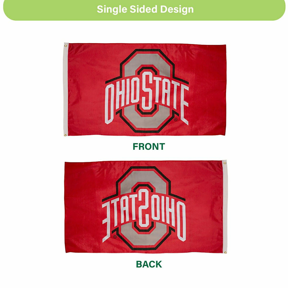 Ohio State University Single Sided Flag with 2 Grommets, 3'x5' - Home Collegiate