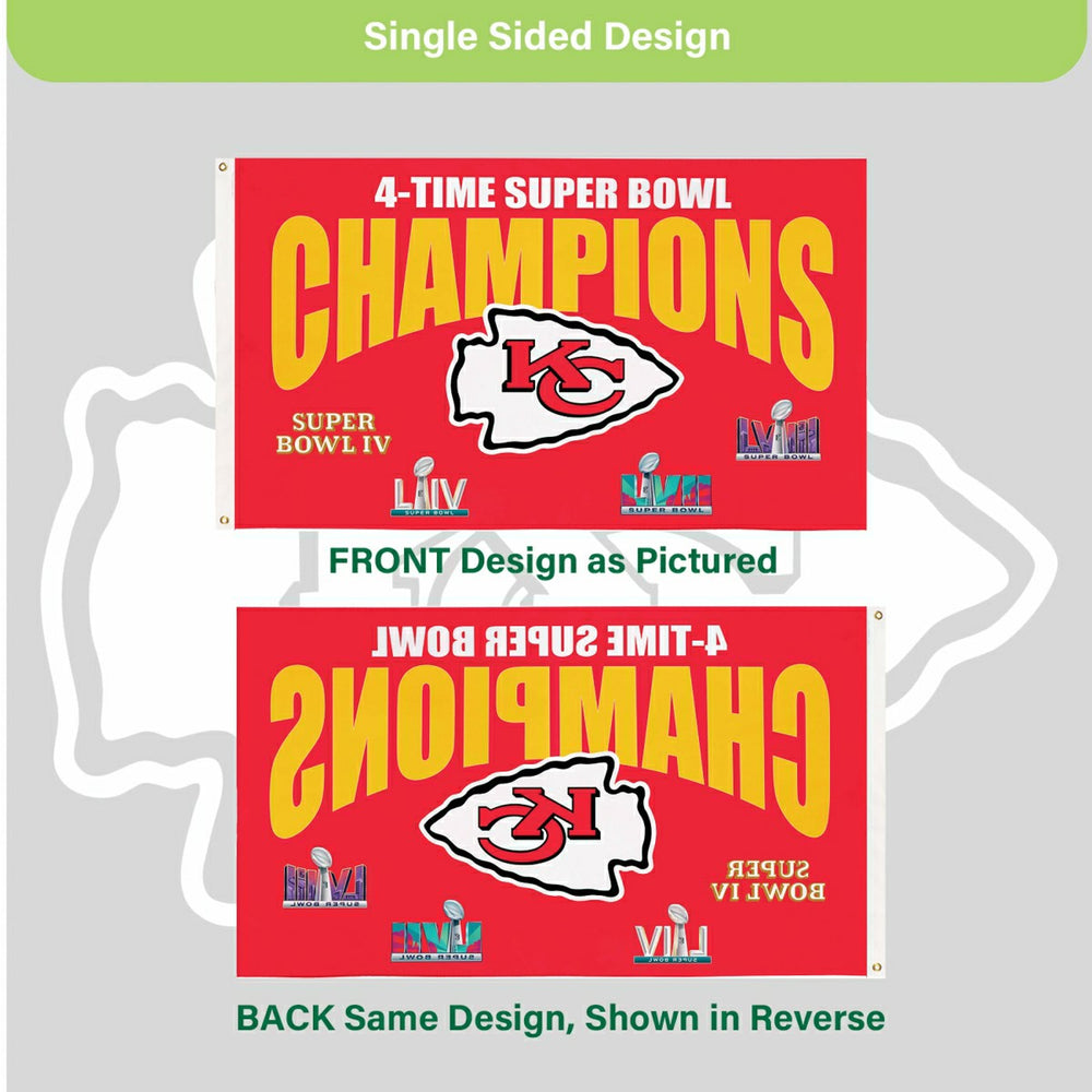 Kansas City Chiefs Multi-Win Superbowl Champions Football 3x5 Flag - Home