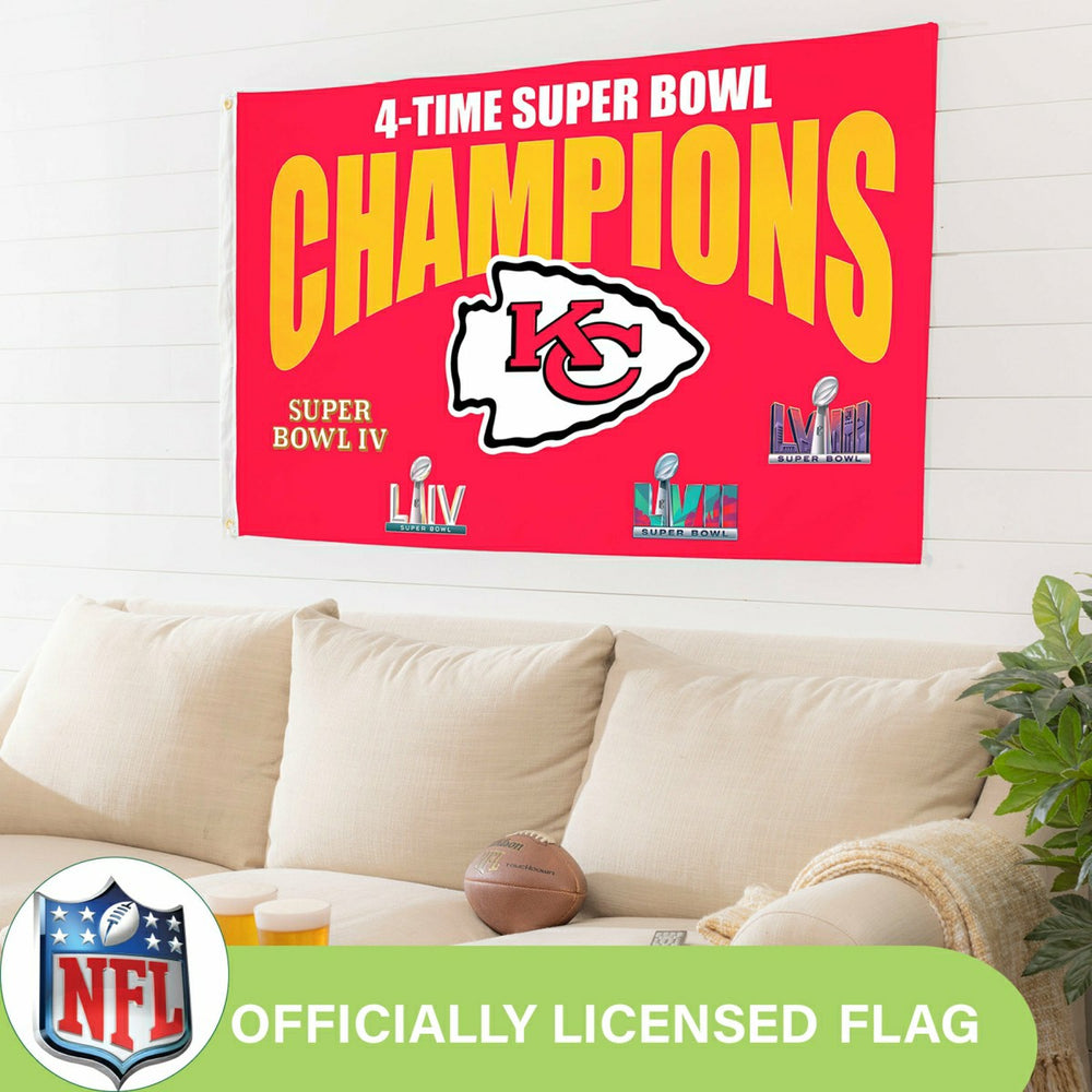 Kansas City Chiefs Multi-Win Superbowl Champions Football 3x5 Flag - Home
