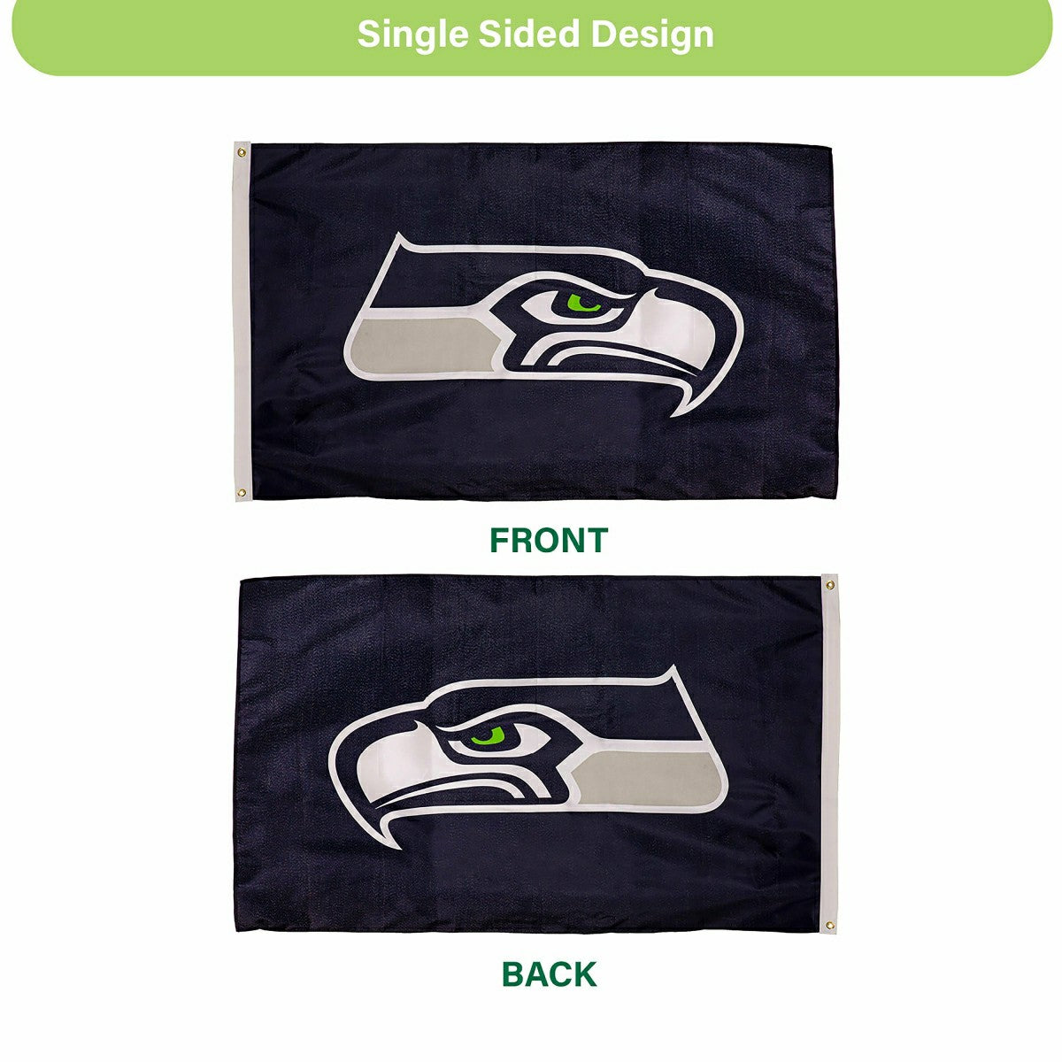 Seattle Seahawks Single Sided Estate Flag with 2 Grommets, 3'x5' - Home NFL