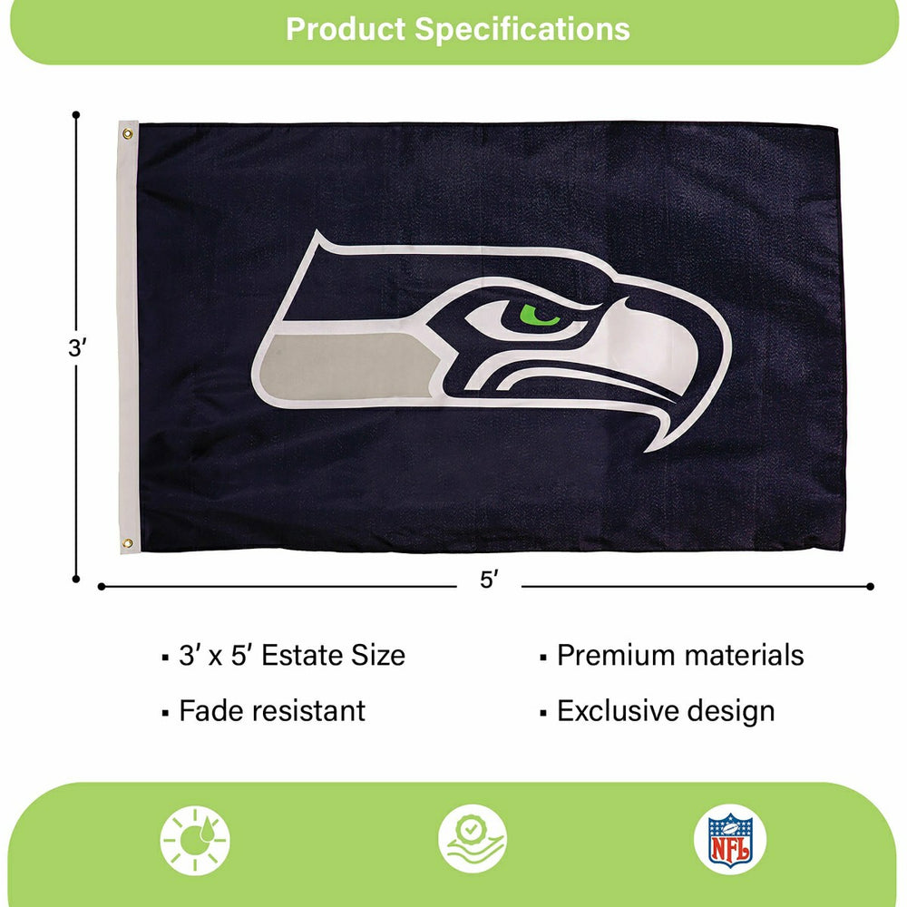 Seattle Seahawks Single Sided Estate Flag with 2 Grommets, 3'x5' - Home NFL