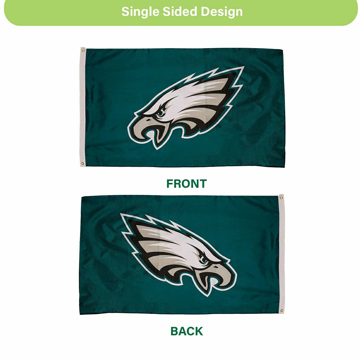 Philadelphia Eagles Single Sided Estate Flag with 2 Grommets, 3'x5' - Home NFL