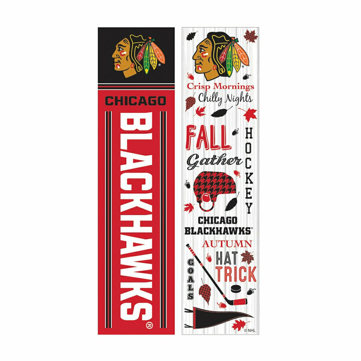 Chicago Blackhawks 46" Double Sided Leaner, Fall Seasonal - NHL Home