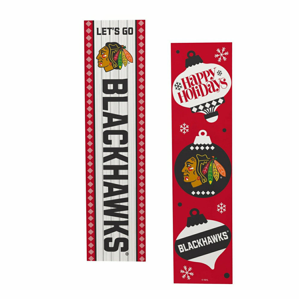 Chicago Blackhawks 47" Double Sided Leaner, Christmas - NHL Home