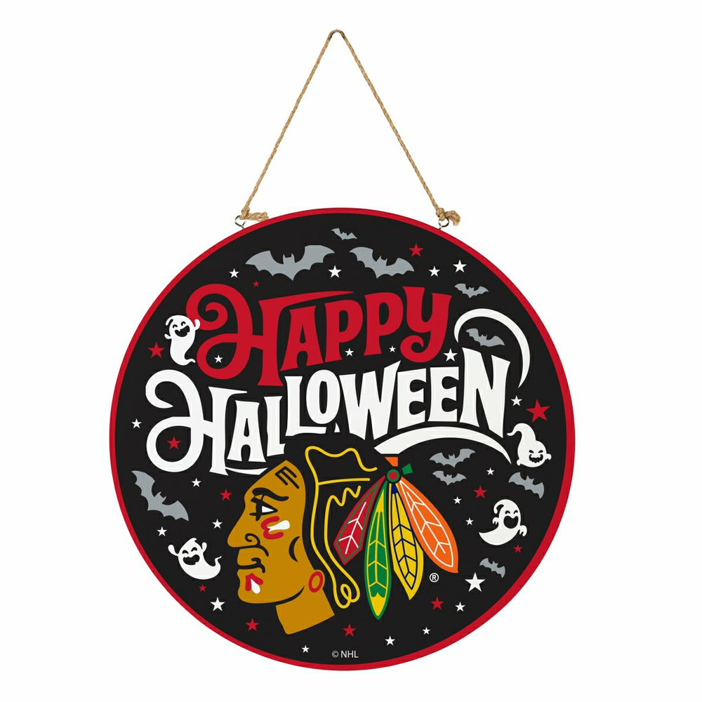 Chicago Blackhawks Halloween Round Door Décor with Hanging Rope, 18x18 - NHL Home