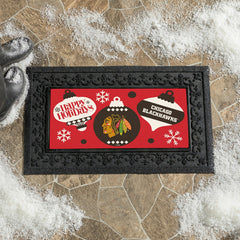 Chicago Blackhawks Holiday Flocked Coir Sassafras Switch Mat, 22"x10" - NHL