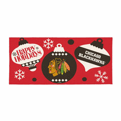 Chicago Blackhawks Holiday Flocked Coir Sassafras Switch Mat, 22"x10" - NHL