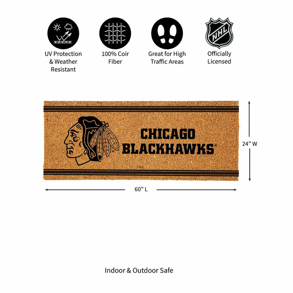 Chicago Blackhawks Extra Large One Color Coir Mat, 60"x24" - NHL