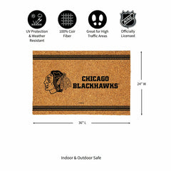 Chicago Blackhawks Large One Color Coir Mat, 36"x24" - NHL