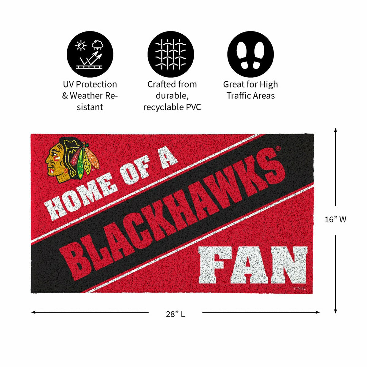 Chicago Blackhawks, PVC Mat COLOR, Home of a Fan - NHL