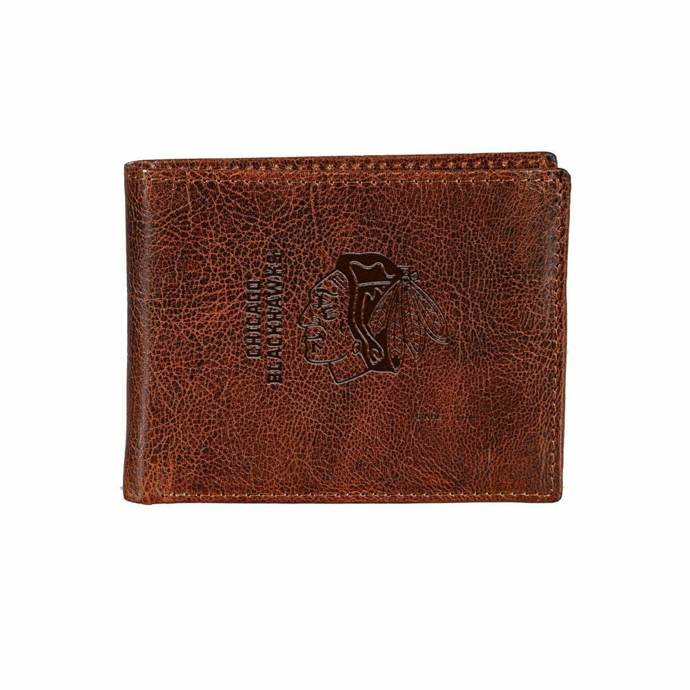 Chicago Brownhawks, Embossed 100% Genuine Tumbled Leather Passcase Bi- - NHL Home
