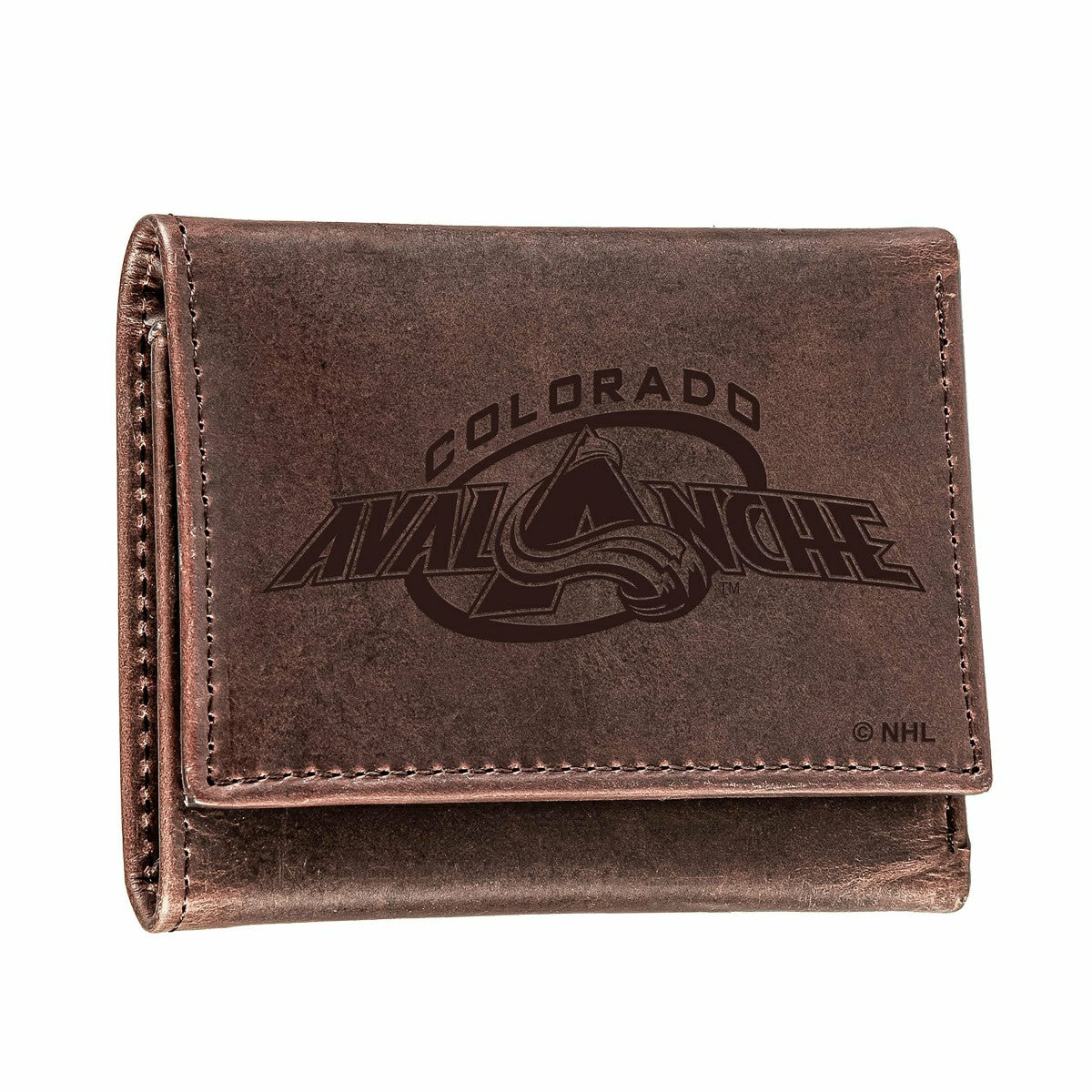 Colorado Avalanche, Tri-Fold Wallet, Brown, CH, 100% Genuine Leather - NHL Home