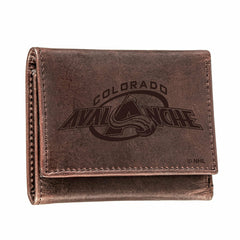 Colorado Avalanche, Tri-Fold Wallet, Brown, CH, 100% Genuine Leather - NHL Home