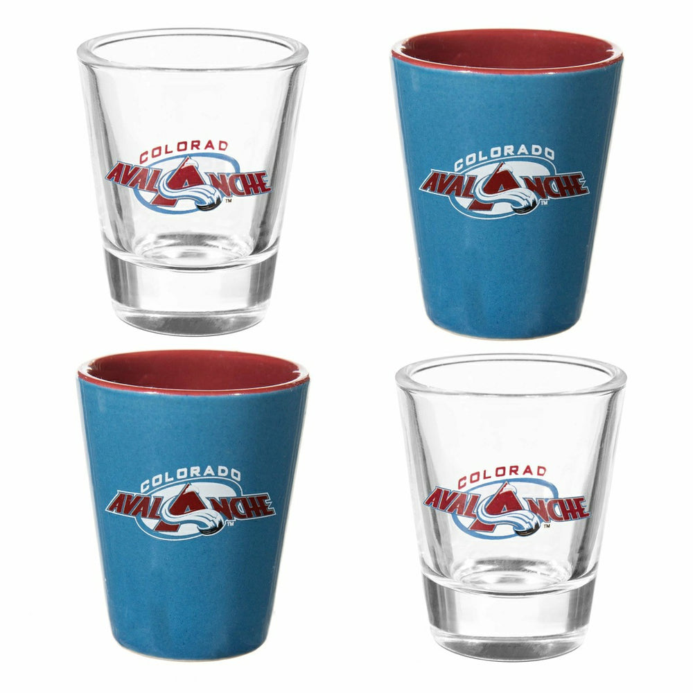 Colorado Avalanche 4-Piece Ceramic and Glass 2oz. Shot Glass Set - NHL Home