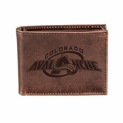 Colorado Avalanche, Bi-Fold Wallet, Brown, CH, 100% Genuine Leather - NHL Home