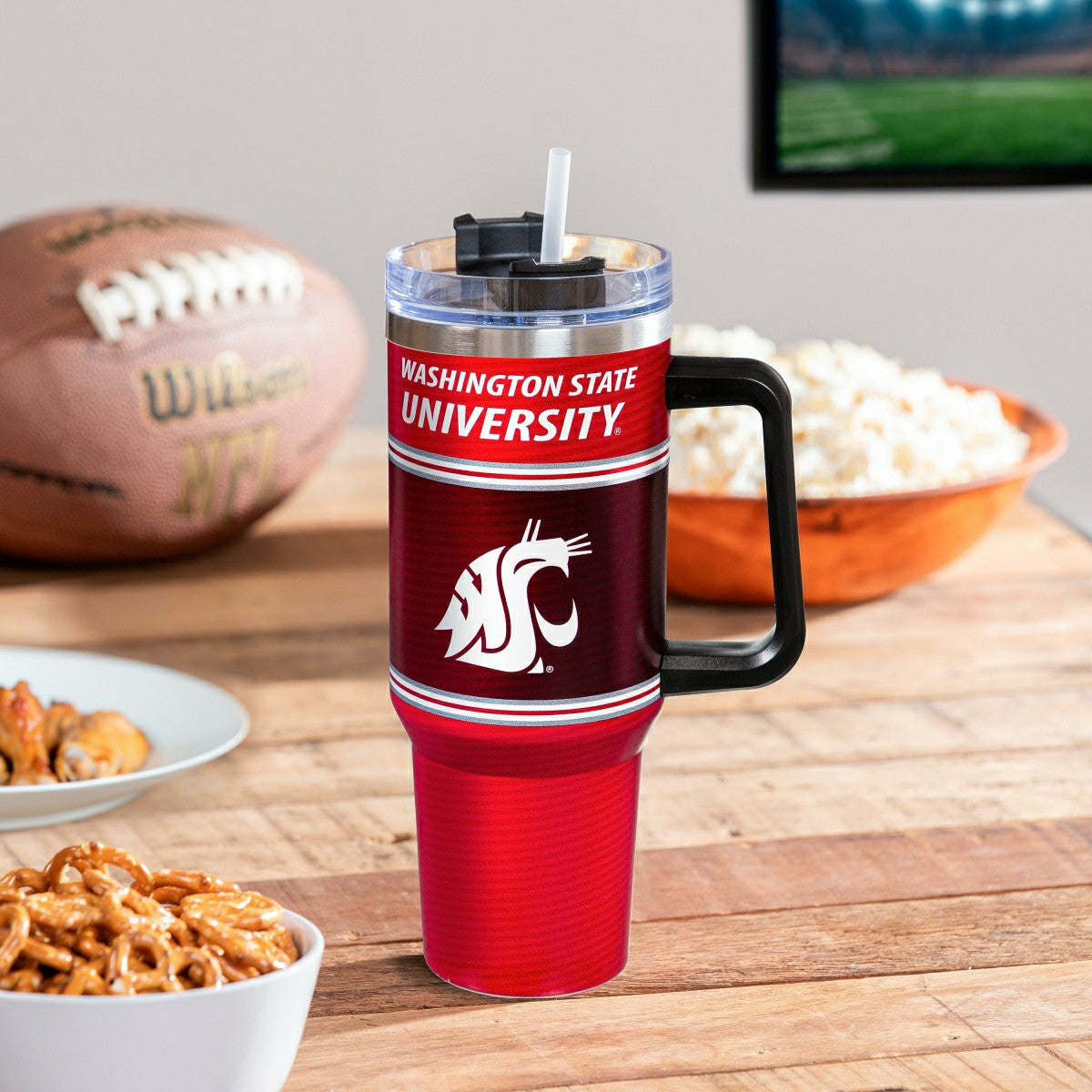 40oz Stainless Steel Canyon Cup w/ Straw, Washington State University - Home Collegiate