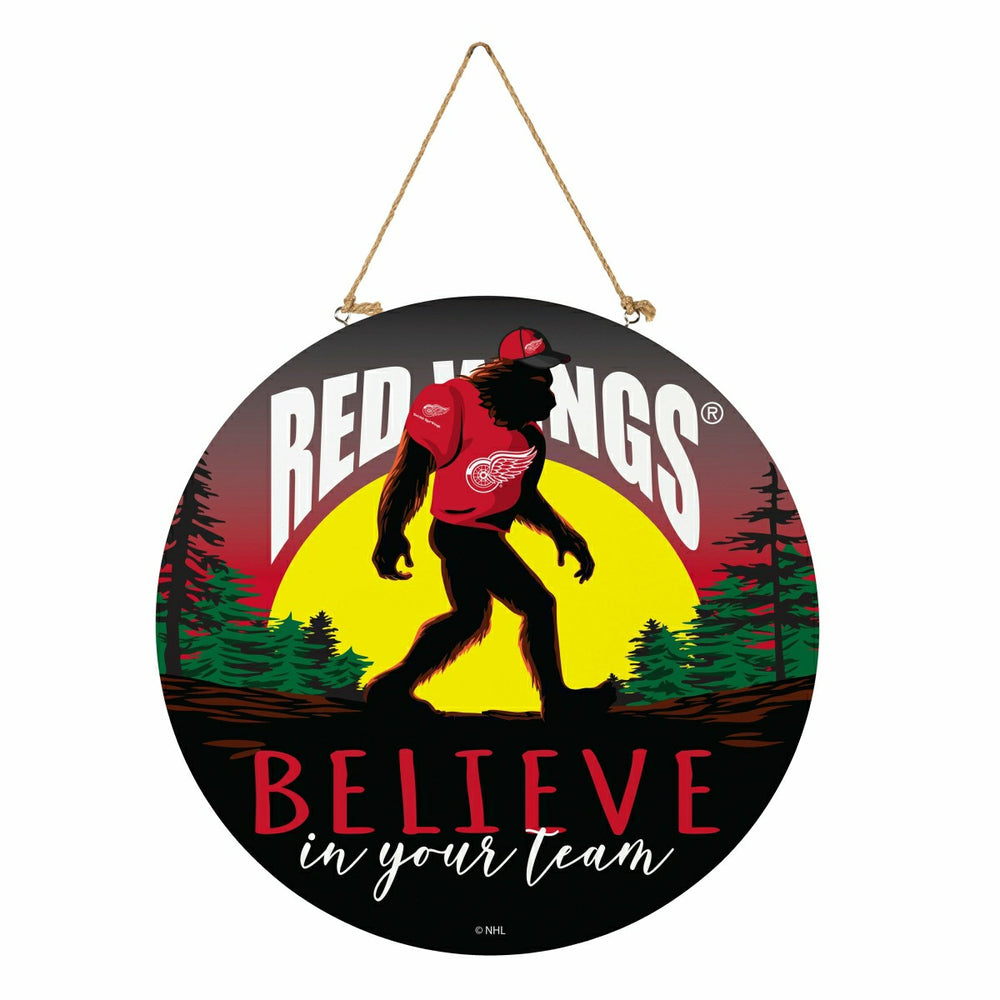 Detroit Red Wings Bigfoot Round Door Décor with Hanging Rope, 18x18 - NHL Home