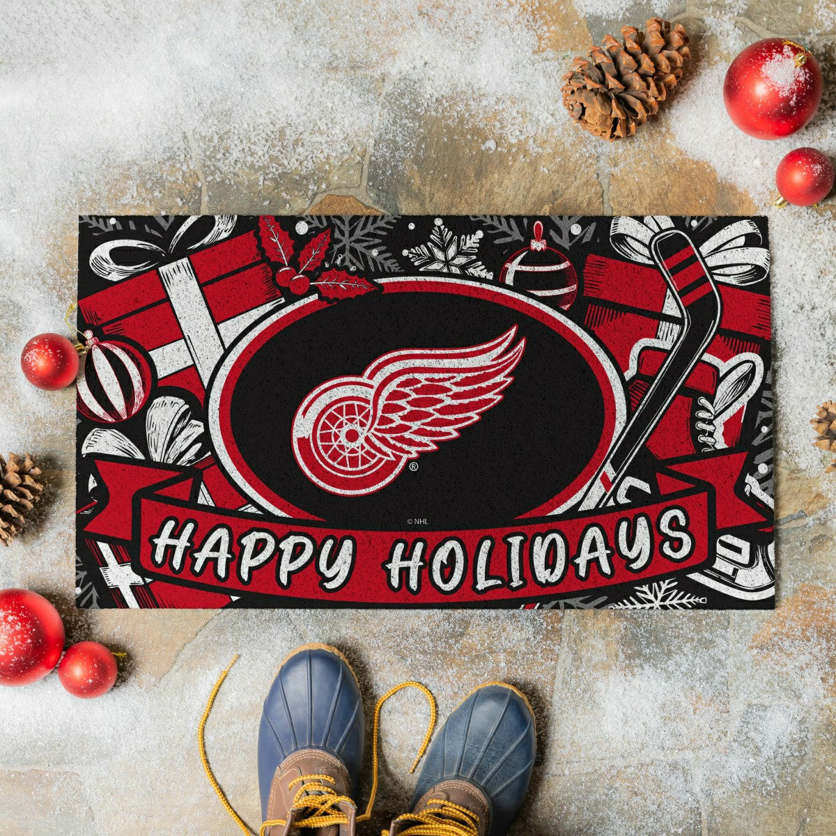 Detroit Red Wings Holiday PVC Mat, 28"x16" - NHL