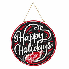Detroit Red Wings Holiday Round Door Décor with Hanging Rope, 18x18 - NHL Home