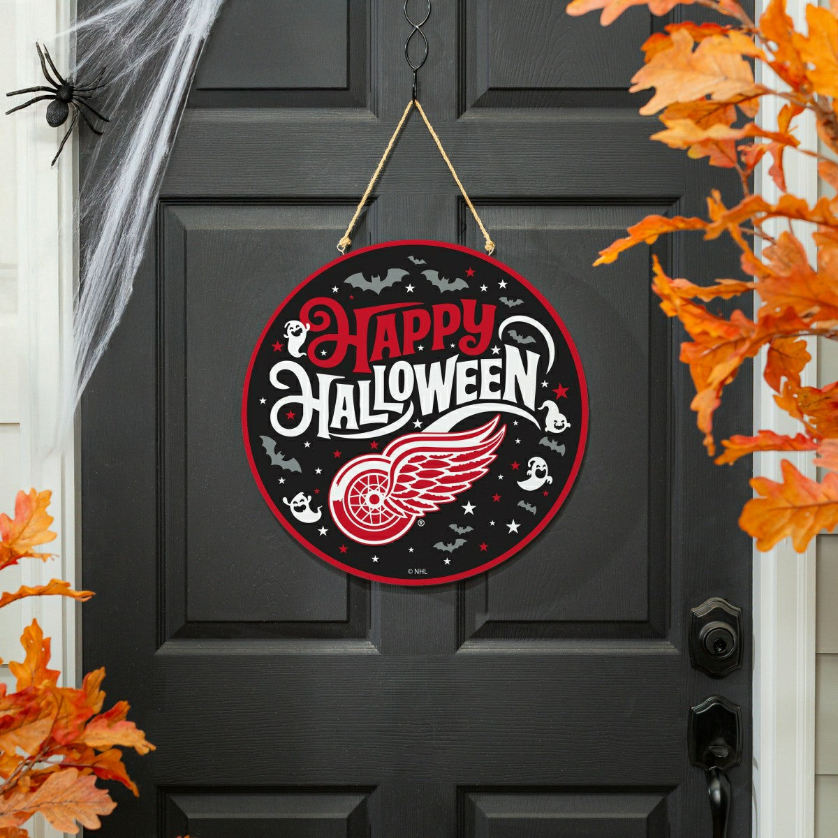 Detroit Red Wings Halloween Round Door Décor with Hanging Rope, 18x18 - NHL Home