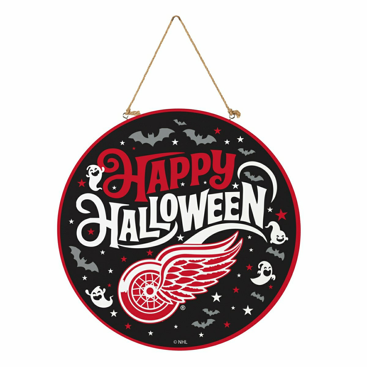 Detroit Red Wings Halloween Round Door Décor with Hanging Rope, 18x18 - NHL Home