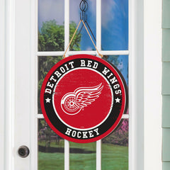 Detroit Red Wings Round Door Décor with Hanging Rope, 18x18 - NHL Home