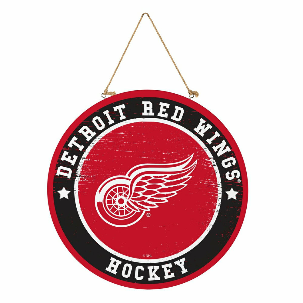 Detroit Red Wings Round Door Décor with Hanging Rope, 18x18 - NHL Home