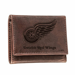 Detroit Red Wings, Tri-Fold Wallet, Brown, CH, 100% Genuine Leather - NHL Home