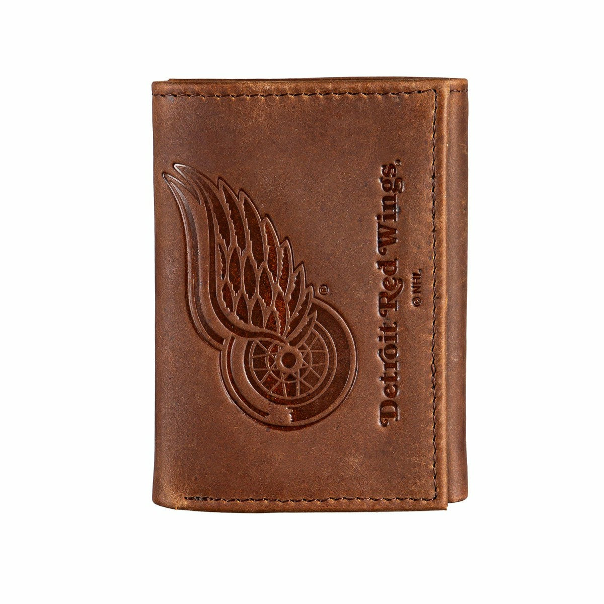 Detroit Red Wings, Tri-Fold Wallet, Brown, CH, 100% Genuine Leather - NHL Home