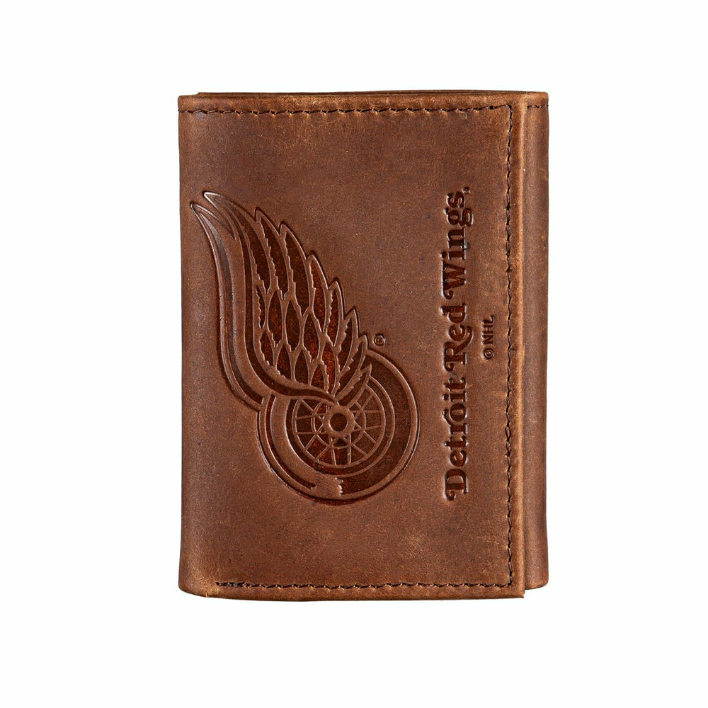 Detroit Red Wings, Tri-Fold Wallet, Brown, CH, 100% Genuine Leather - NHL Home