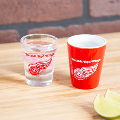 Detroit Red Wings 4-Piece Ceramic and Glass 2oz. Shot Glass Set - NHL Home