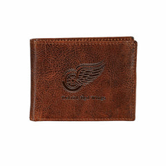 Detroit Red Wings, Embossed 100% Genuine Tumbled Leather Passcase Bi-F - NHL Home