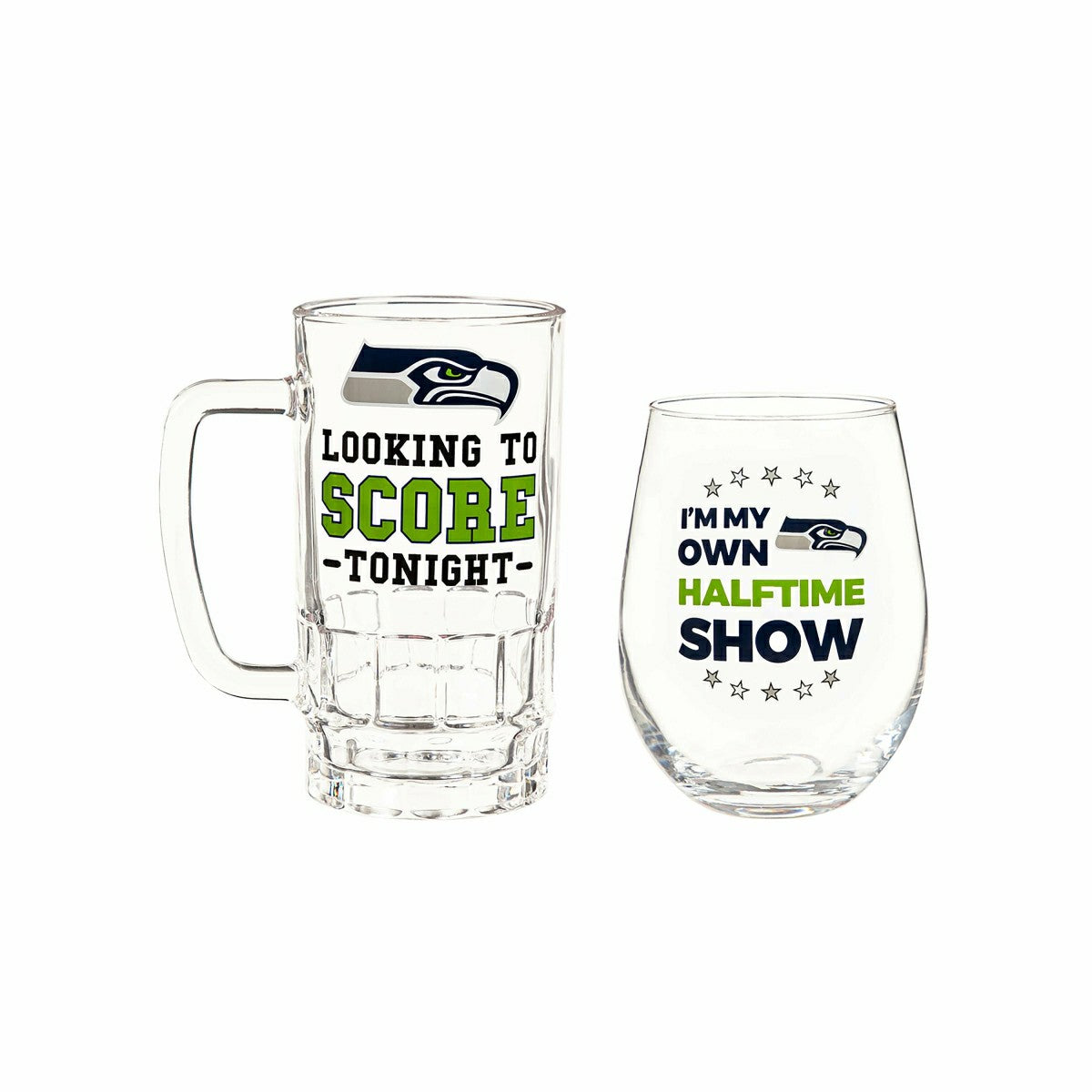 Seattle Seahawks, Stemless 17OZ Wine & Beer 16 OZ Gift Set - Home NFL