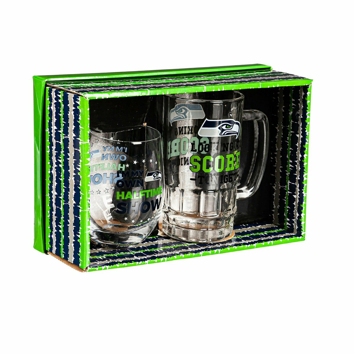 Seattle Seahawks, Stemless 17OZ Wine & Beer 16 OZ Gift Set - Home NFL
