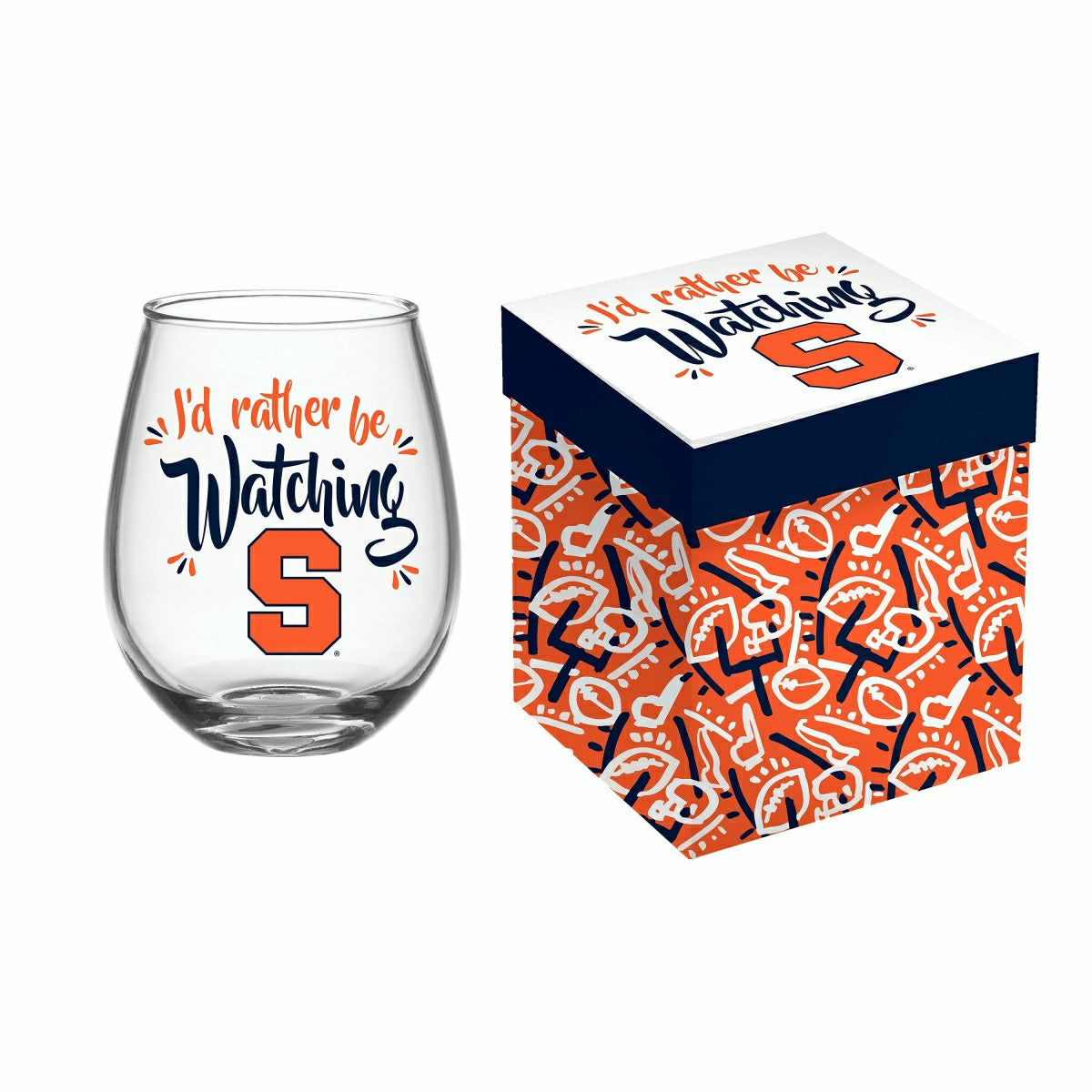 Syracuse University, 17oz Boxed Stemless Glass - Home Collegiate