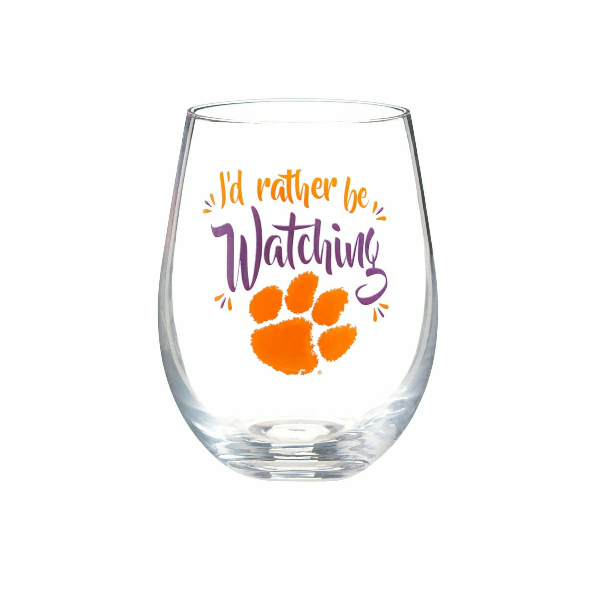 Clemson University, 17oz Boxed Stemless Glass - Home Collegiate