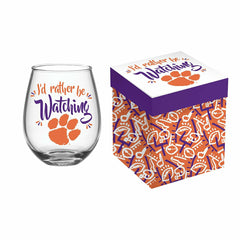 Clemson University, 17oz Boxed Stemless Glass - Home Collegiate