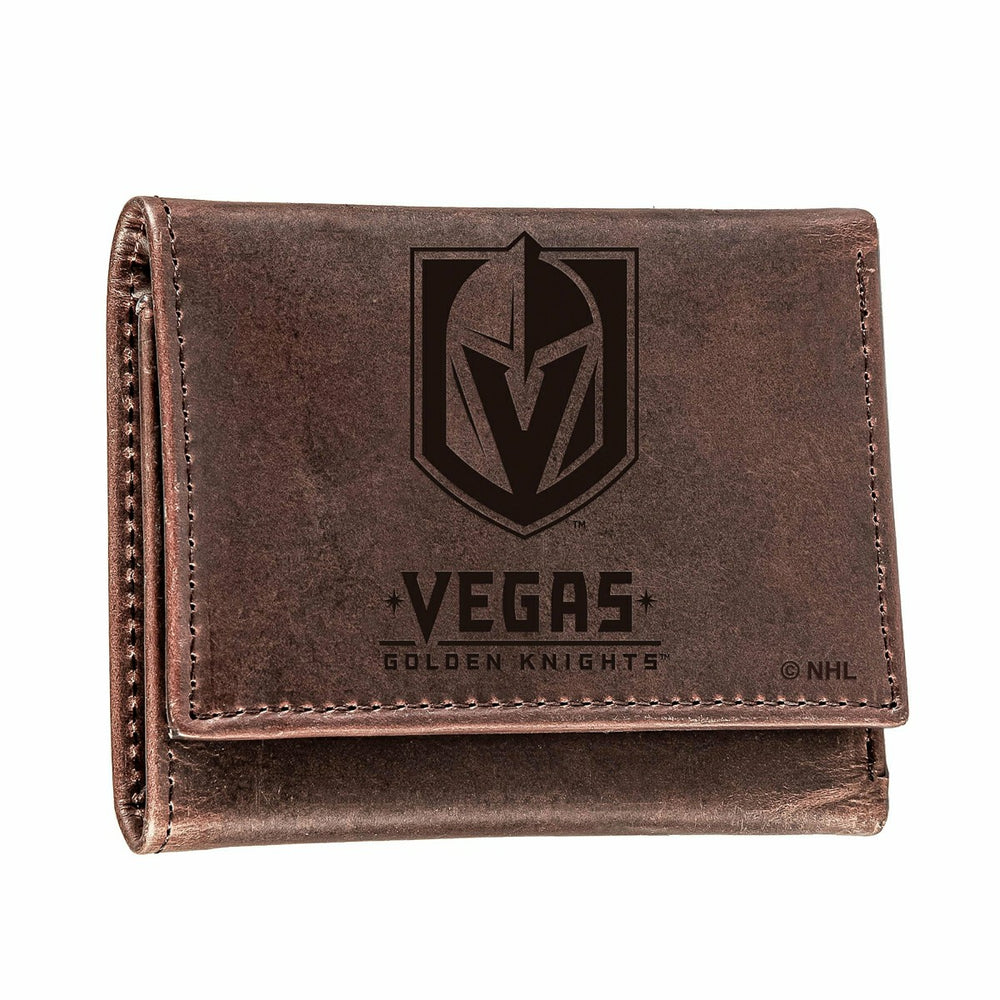 Vegas Golden Knights, Tri-Fold Wallet, Brown, CH, 100% Genuine Leather - NHL Home