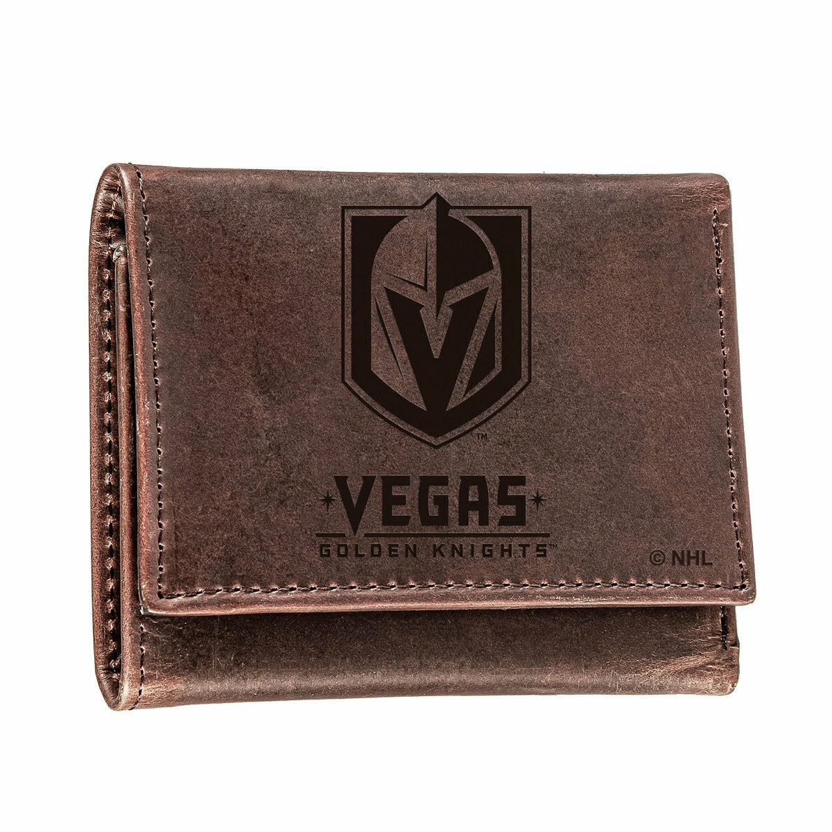Vegas Golden Knights, Tri-Fold Wallet, Brown, CH, 100% Genuine Leather - NHL Home