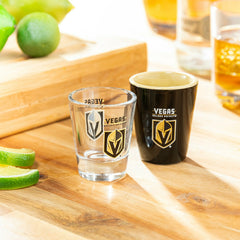Vegas Golden Knights 4-Piece Ceramic and Gs 2oz. Shot Gs Set - NHL Home