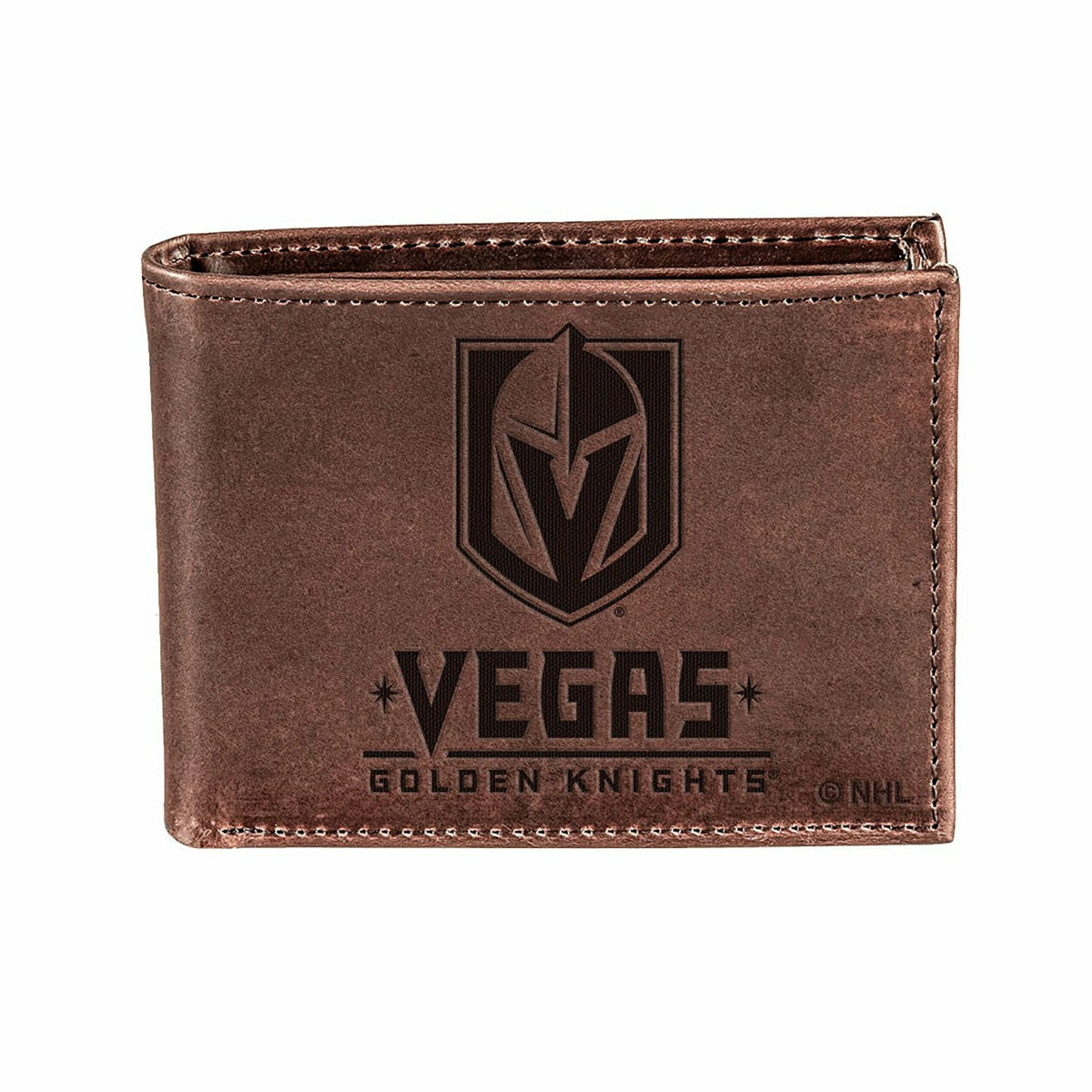 Vegas Golden Knights, Bi-Fold Wallet, Brown, CH, 100% Genuine Leather - NHL Home