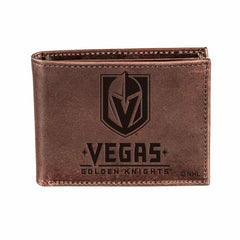 Vegas Golden Knights, Bi-Fold Wallet, Brown, CH, 100% Genuine Leather - NHL Home