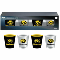 University of Iowa 4-Piece Ceramic and Glass 2oz. Shot Glass Set - Home Collegiate