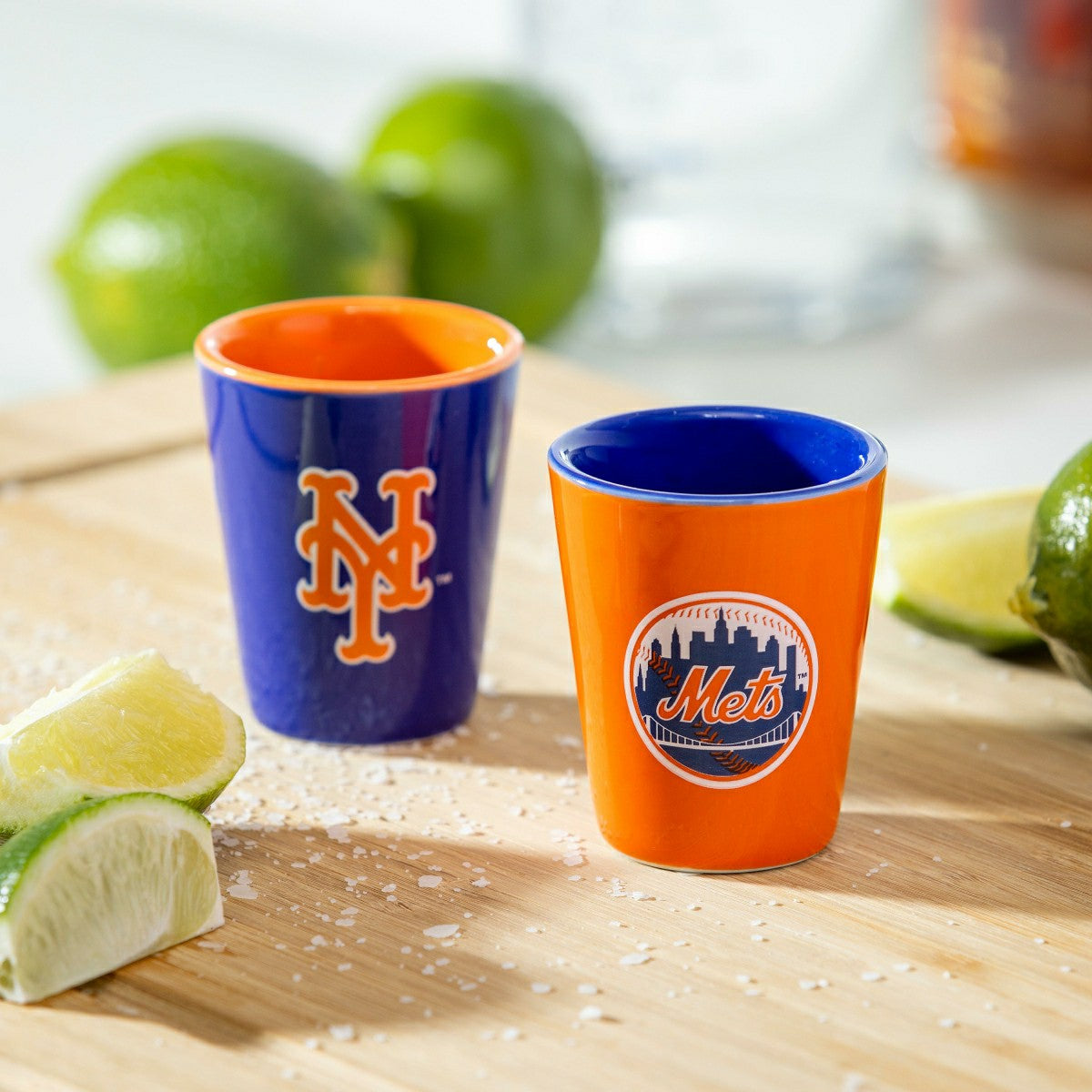 New York Mets 4-Piece Ceramic 2oz. Shot Glass Set - Home MLB