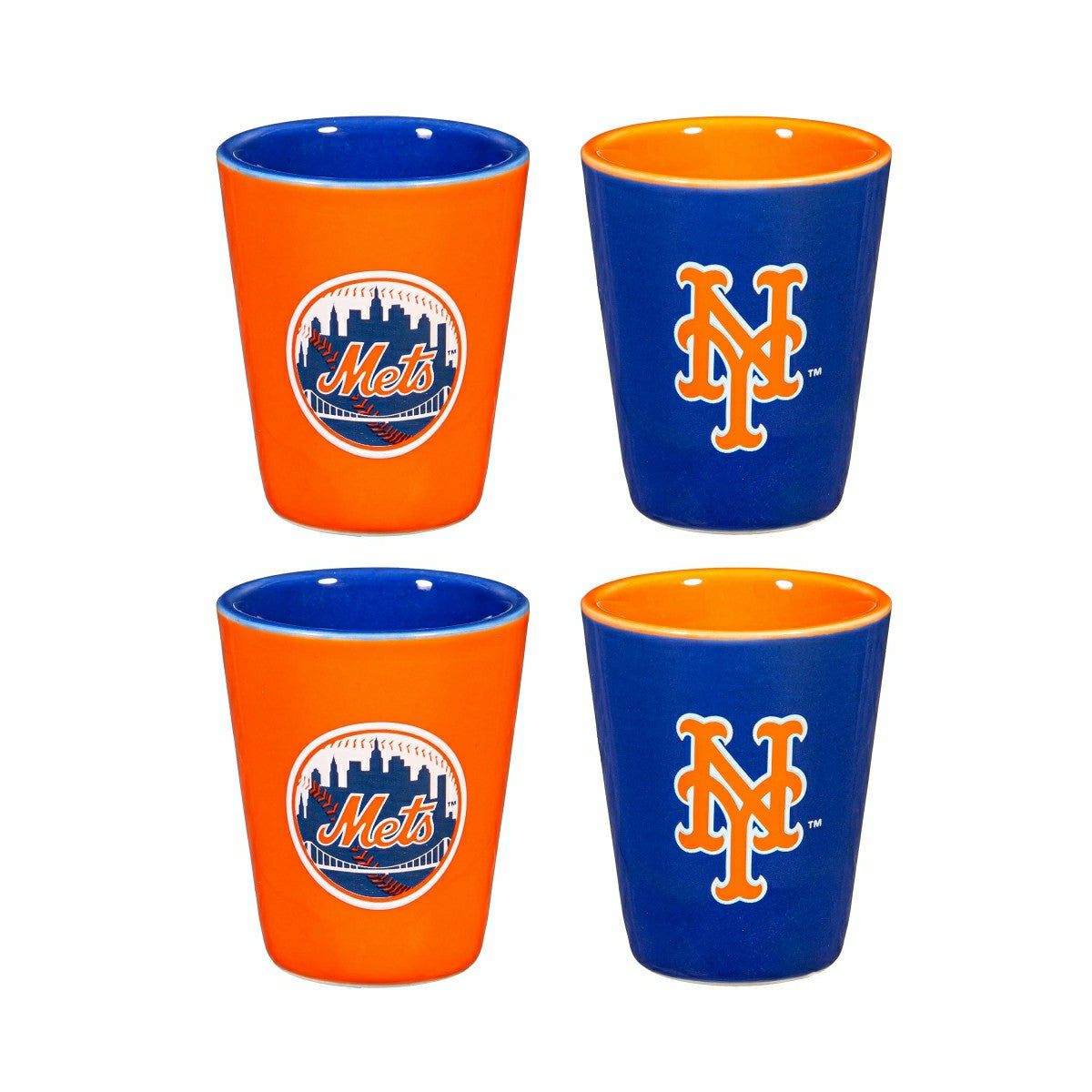 New York Mets 4-Piece Ceramic 2oz. Shot Glass Set - Home MLB