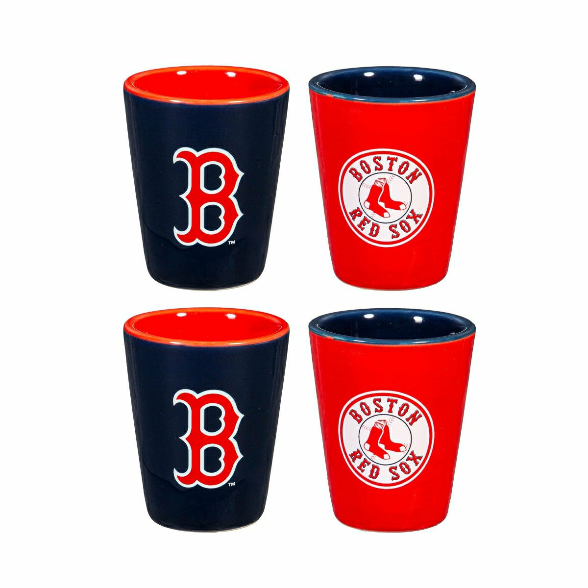 Boston Red Sox 4-Piece Ceramic 2oz. Shot Glass Set - Home MLB
