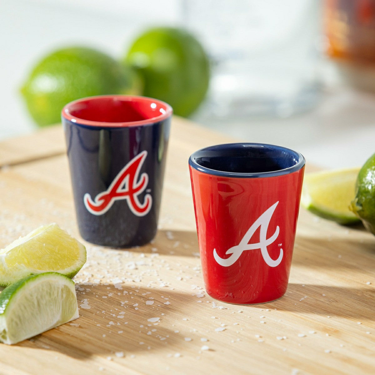 Atlanta Braves 4-Piece Ceramic 2oz. Shot Glass Set - Home MLB